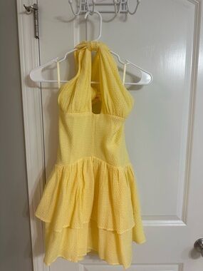 Fortunate One yellow halter mini dress